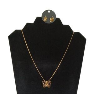 Accents by Hallmark Gold Toned Lightweight Butterfly Necklace and Earring Set